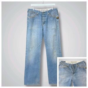 G-Star RAW Mens 34x36 Light Wash Core Regular Jeans Trousers Straight Distressed